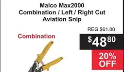 Atlas Tools & Machinery Malco Max2000 Combination / Left / Right Cut Aviation Snip offer