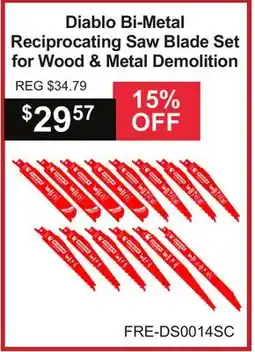 Atlas Tools & Machinery Diablo Bi-Metal Reciprocating Saw Blade Set for Wood & Metal Demolition offer
