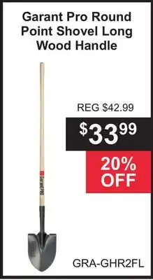 Atlas Tools & Machinery Garant Pro Round Point Shovel Long Wood Handle offer