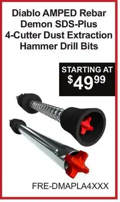 Atlas Tools & Machinery Diablo AMPED Rebar Demon SDS-Plus 4-Cutter Dust Extraction Hammer Drill Bits offer