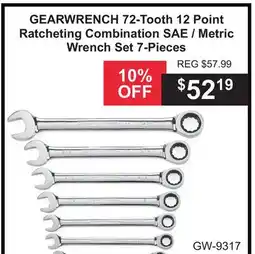 Atlas Tools & Machinery GEARWRENCH 72-Tooth 12 Point Ratcheting Combination SAE / Metric Wrench Set 7-Pieces offer