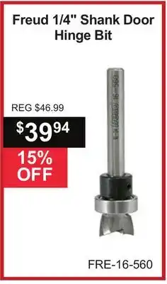 Atlas Tools & Machinery Freud 1/4 Shank Door Hinge Bit offer