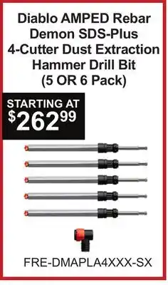 Atlas Tools & Machinery Diablo AMPED Rebar Demon SDS-Plus 4-Cutter Dust Extraction Hammer Drill Bit offer