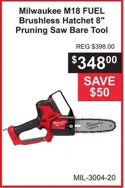 Atlas Tools & Machinery Milwaukee M18 FUEL Brushless Hatchet 8 Pruning Saw Bare Tool offer