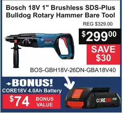 Atlas Tools & Machinery Bosch 18V 1 Brushless SDS-Plus Bulldog Rotary Hammer Bare Tool offer