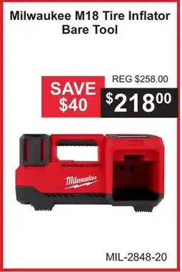 Atlas Tools & Machinery Milwaukee M18 Tire Inflator Bare Tool offer
