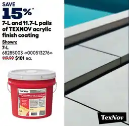 RONA 7-L and 11.7-L pails of TEXNOV acrylic finish coating offer