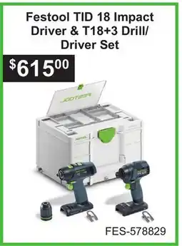 Atlas Tools & Machinery Festool TID 18 Impact Driver & T18+3 Drill/Driver Set offer