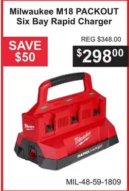 Atlas Tools & Machinery Milwaukee M18 PACKOUT Six Bay Rapid Charger offer