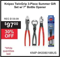 Atlas Tools & Machinery Knipex TwinGrip 3-Piece Summer Gift Set w/ 7 Bottle Opener offer