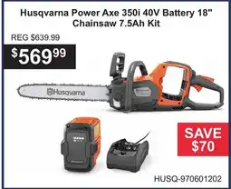 Atlas Tools & Machinery Husqvarna Power Axe 350i 40V Battery 18 Chainsaw 7.5Ah Kit offer