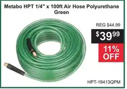 Atlas Tools & Machinery Metabo HPT 1/4 x 100ft Air Hose Polyurethane Green offer