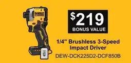 Atlas Tools & Machinery DeWALT 1/4 Brushless 3-Speed Impact Driver offer