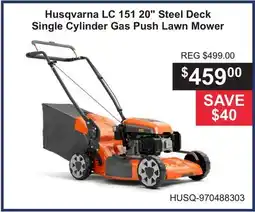 Atlas Tools & Machinery Husqvarna LC 151 20 Steel Deck Single Cylinder Gas Push Lawn Mower offer