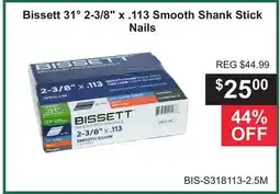 Atlas Tools & Machinery Bissett 31° 2-3/8 x .113 Smooth Shank Stick Nails offer