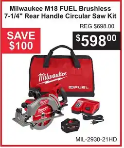 Atlas Tools & Machinery Milwaukee M18 FUEL Brushless 7-1/4 Rear Handle Circular Saw Kit offer