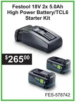 Atlas Tools & Machinery Festool 18V 2x 5.0Ah High Power Battery/TCL6 Starter Kit offer