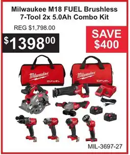 Atlas Tools & Machinery Milwaukee M18 FUEL Brushless 7-Tool 2x 5.0Ah Combo Kit offer