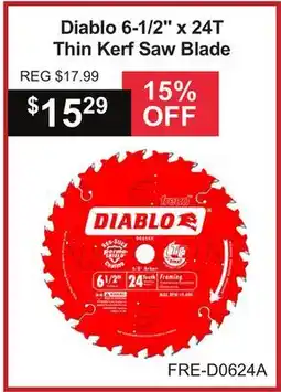 Atlas Tools & Machinery Diablo 6-1/2 x 24T Thin Kerf Saw Blade offer