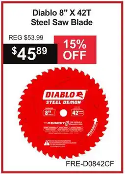 Atlas Tools & Machinery Diablo 8 X 42T Steel Saw Blade offer