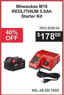 Atlas Tools & Machinery Milwaukee M18 REDLITHIUM 5.0Ah Starter Kit offer