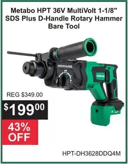 Atlas Tools & Machinery Metabo HPT 36V MultiVolt 1-1/8 SDS Plus D-Handle Rotary Hammer Bare Tool offer