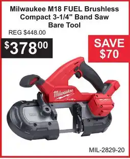 Atlas Tools & Machinery Milwaukee M18 FUEL Brushless Compact 3-1/4 Band Saw Bare Tool offer