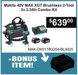 Atlas Tools & Machinery Makita 40V MAX XGT Brushless 2-Tool 2x 2.5Ah Combo Kit offer