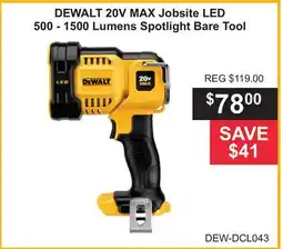 Atlas Tools & Machinery DEWALT 20V MAX Jobsite LED 500 - 1500 Lumens Spotlight Bare Tool offer