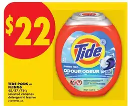 No Frills TIDE PODS or FLINGS, 45/57/76's offer