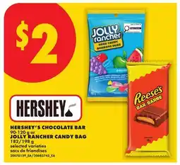No Frills HERSHEY'S CHOCOLATE BAR, 90-120 G OR JOLLY RANCHER CANDY BAG, 182/198 G offer
