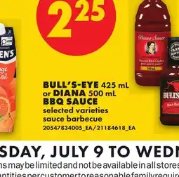No Frills BULL'S-EYE, 425 ML OR DIANA, 500 ML BBQ SAUCE offer