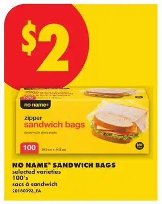 No Frills NO NAME SANDWICH BAGS, 100'S offer