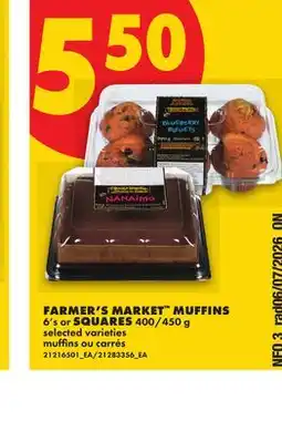 No Frills FARMER'S MARKET MUFFINS, 6's or SQUARES, 400/450 g offer