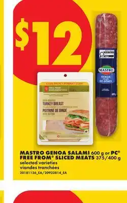 No Frills MASTRO GENOA SALAMI 600 G OR PC FREE FROM SLICED MEATS 375/400 G offer