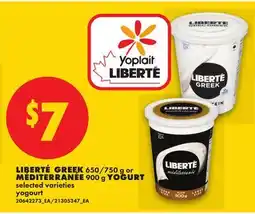 No Frills LIBERTÉ GREEK, 650/750 g or MÉDITERRANÉE, 900 g YOGURT offer