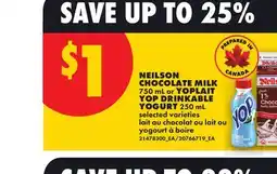 No Frills NEILSON CHOCOLATE MILK, 750 mL or YOPLAIT YOP DRINKABLE YOGURT, 250 mL offer