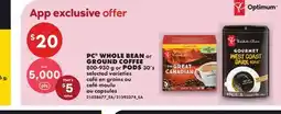 No Frills PC WHOLE BEAN OR GROUND COFFEE, 800-930 g or PODS, 30's offer