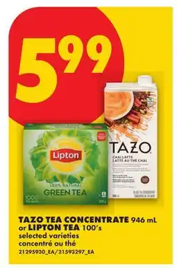 No Frills TAZO TEA CONCENTRATE 946 ML OR LIPTON TEA 100'S offer