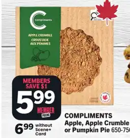 Foodland COMPLIMENTS Apple, Apple Crumble or Pumpkin Pie offer