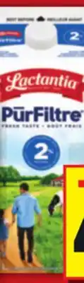 Food Basics LACTANTIA PURFILTRE MILK 2 L, LACTOSE FREE CREAM 473 ML - 1 L offer