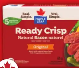 Food Basics MAPLE LEAF READY CRISP BACON 65 - 85 G SCHNEIDERS MINI SIZZLERS OR OKTOBERFEST SAUSAGES 375 G offer