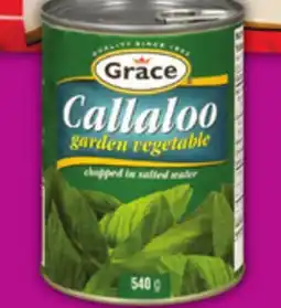 Food Basics GRACE OR PAN CORN MEAL 1 - 2 KG GRACE CALLALOO VEGETABLE 540 G offer