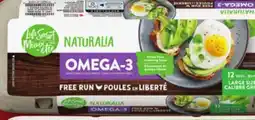 Food Basics SELECTION LARGE EGGS 18'S LIFE SMART NATURALIA OMEGA-3 FREE RUN EGGS 12'S offer