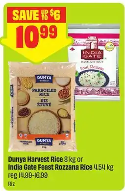 FreshCo Dunya Harvest Rice 8 kg or India Gate Feast Rozzana Rice 4.54 kg offer