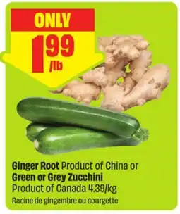 FreshCo Ginger Root Product of China or Green or Grey Zucchini Product of Canada 4.39/kg offer