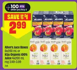 FreshCo Allen's Juice Boxes 8x200 mL or Kiju Organic 100% Juice 4x200 mL - Scene+ offer offer