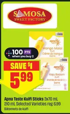 FreshCo Apna Taste Kulfi Sticks 3x70 mL 210 mL Selected Varieties - Scene+ offer offer