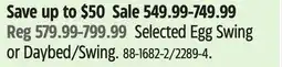 Canadian Tire Canvas Selected Egg Swing or Daybed/Swing offer