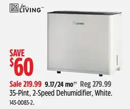 Canadian Tire For Living 35-Pint, 2-Speed Dehumidifier, White offer